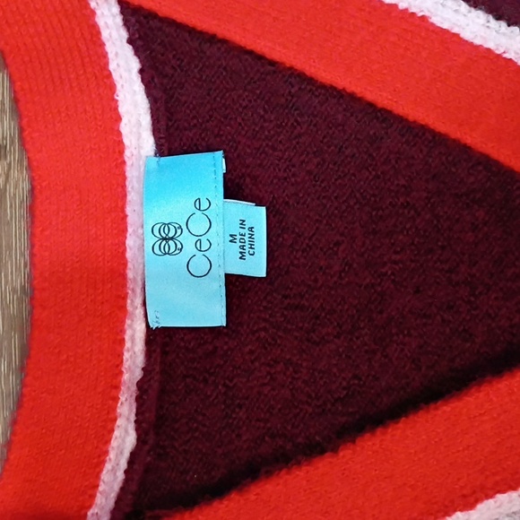 New! Cece Argyle Cardigan Size Medium - Picture 4 of 7